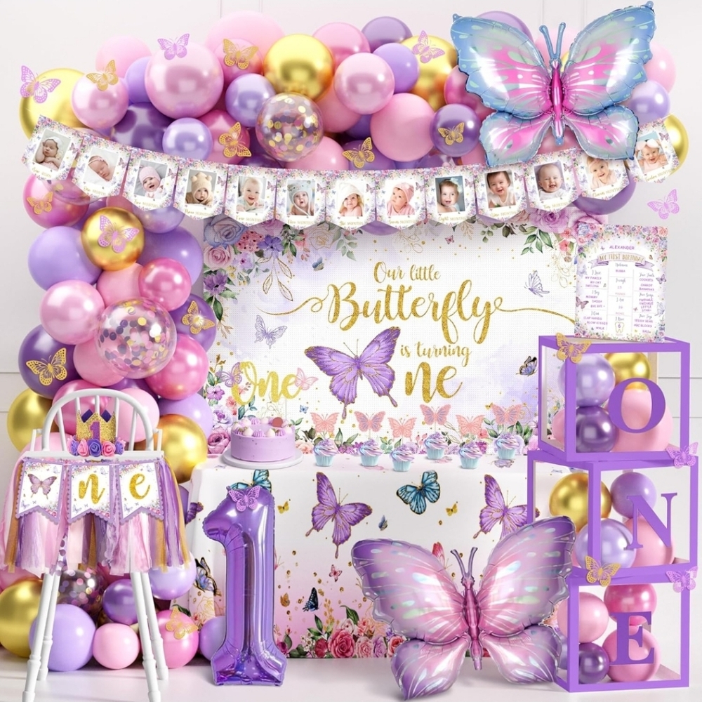 Butterfly Themed Birthday Party Decoration Set